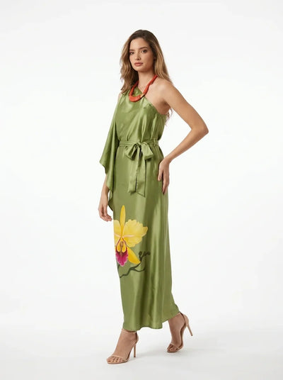 Vestido asimétrico pistacho