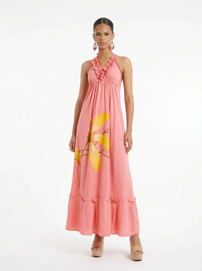 Vestido cuadrado pintado melón