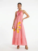 Vestido cuadrado pintado melón