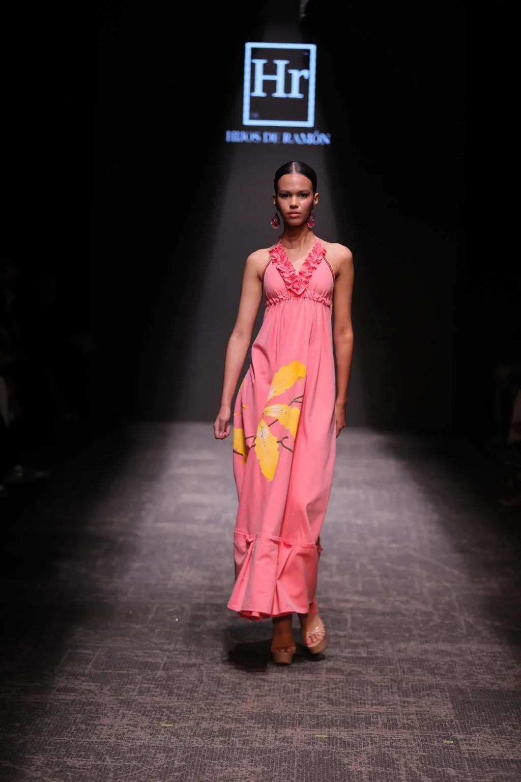 Vestido cuadrado pintado melón