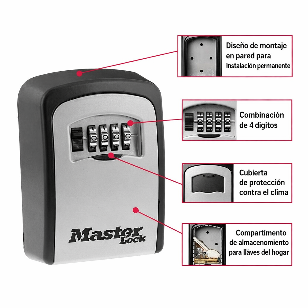 Caja De Bloqueo De Llaves Master Lock Con Combinación De 4 Dígitos