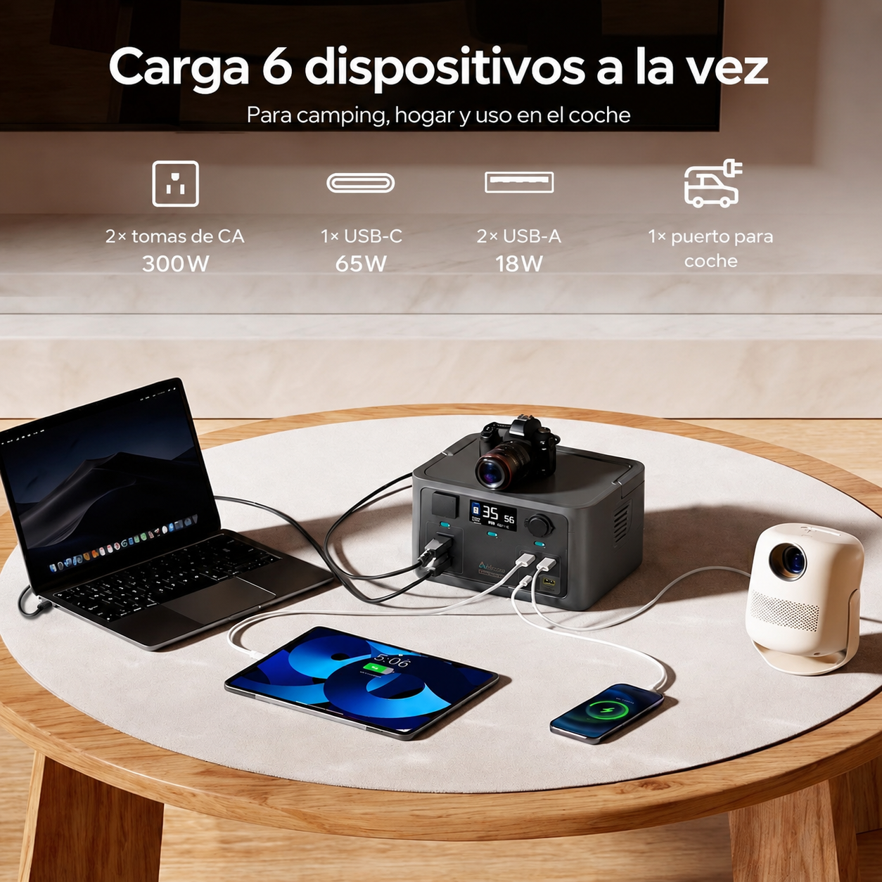 Estación De Carga Portátil Arkpax Core 300W – Batería LiFePO4 192Wh Con Carga Rápida