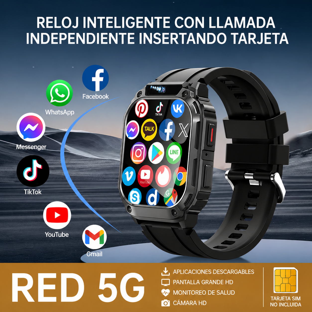 Reloj Inteligente Q80 Con Memoria De 2GB+64GB y Pantalla HD de 1.95”