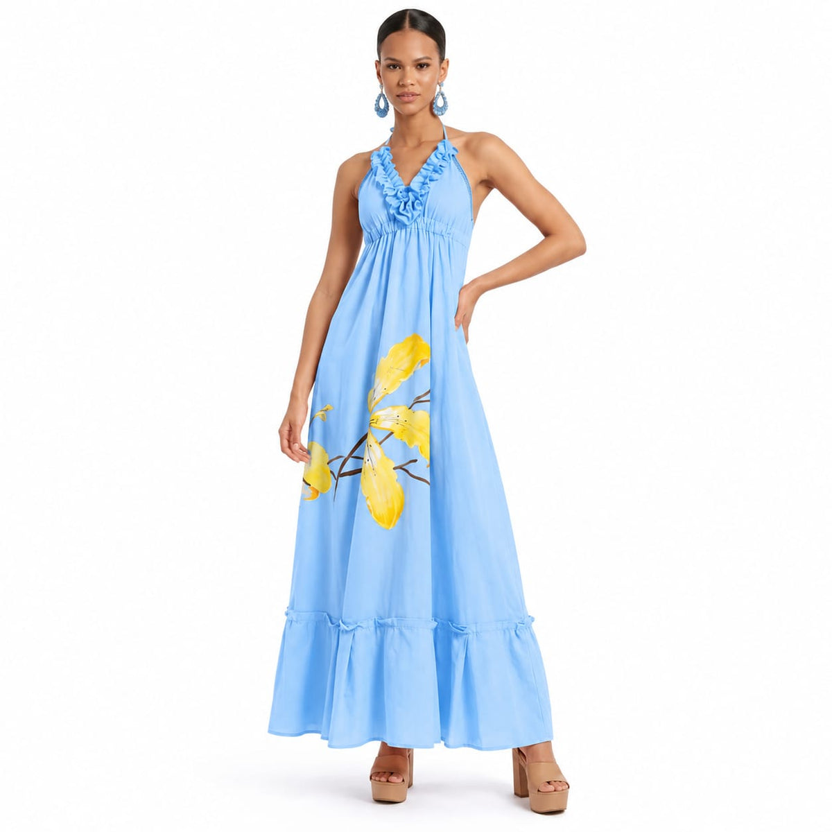 Vestido cuadrado pintado melón
