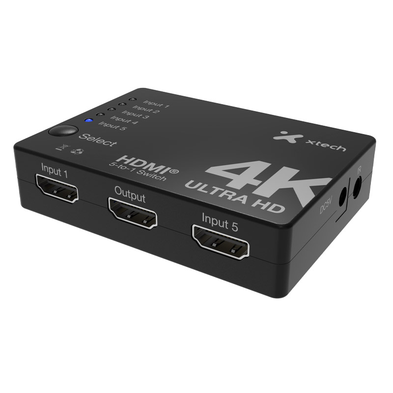 SWITCH XTECH 5PORT HDMI 4K UHD BLACK