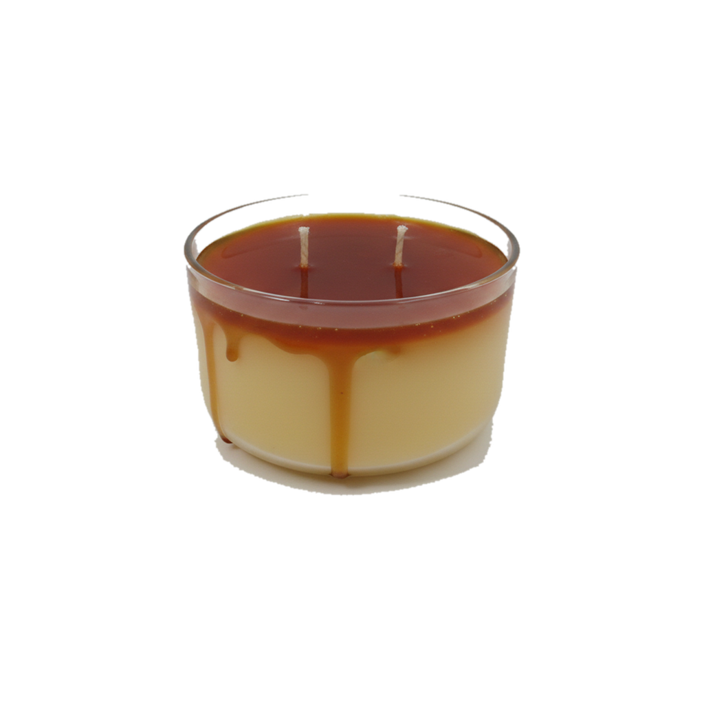 Vela aromática Flan Dominicano, imagen PLP estandarizada.